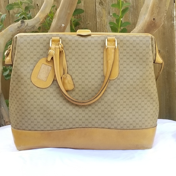 Vintage Gucci Overnight Weekender Travel Train case Boston bag - Picture 5 of 16